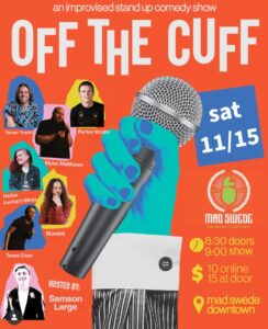 off the cuff improv comedy flyer